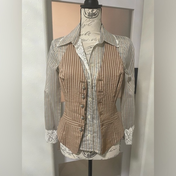 Anthropologie Wendy Hil button up top SZ Small NWT - Picture 9 of 12